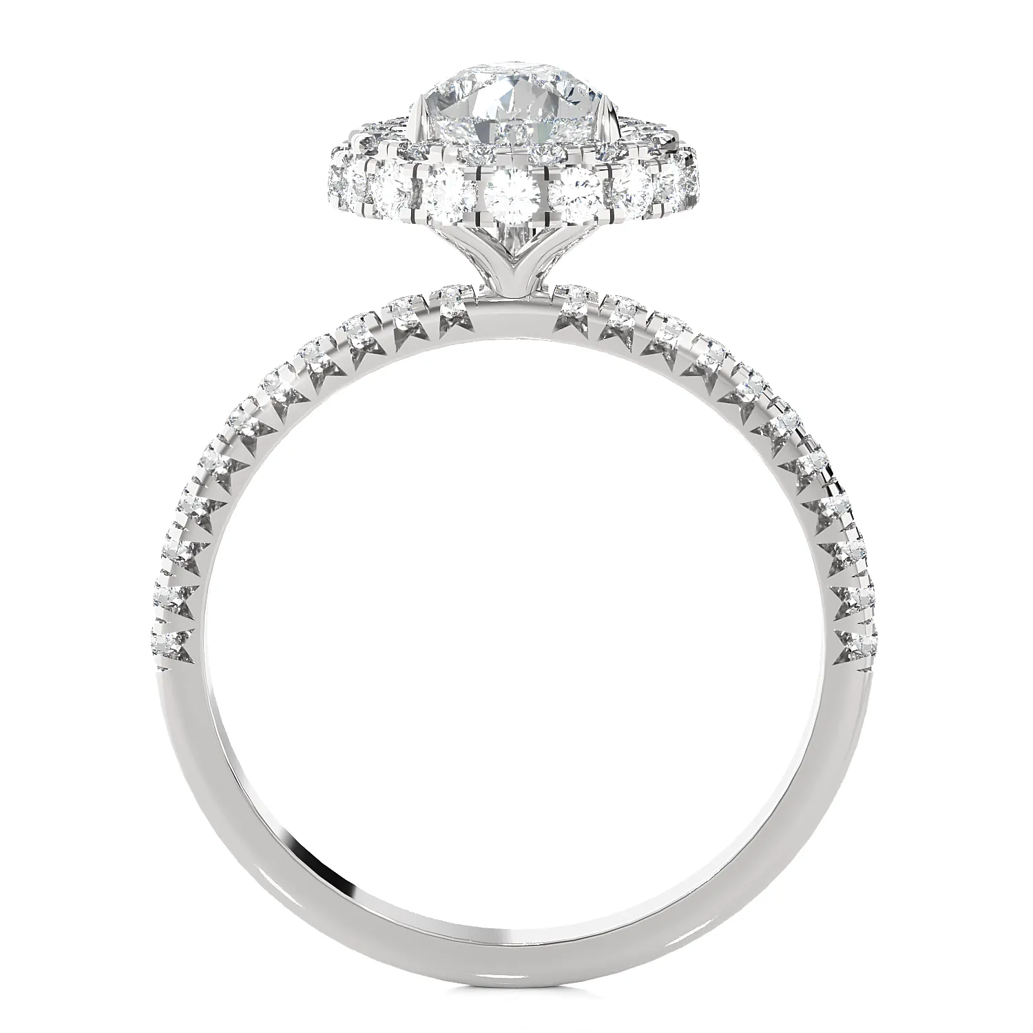 1 5/8 ctw Pear-Shaped Lab Grown Diamond Halo Engagement Ring