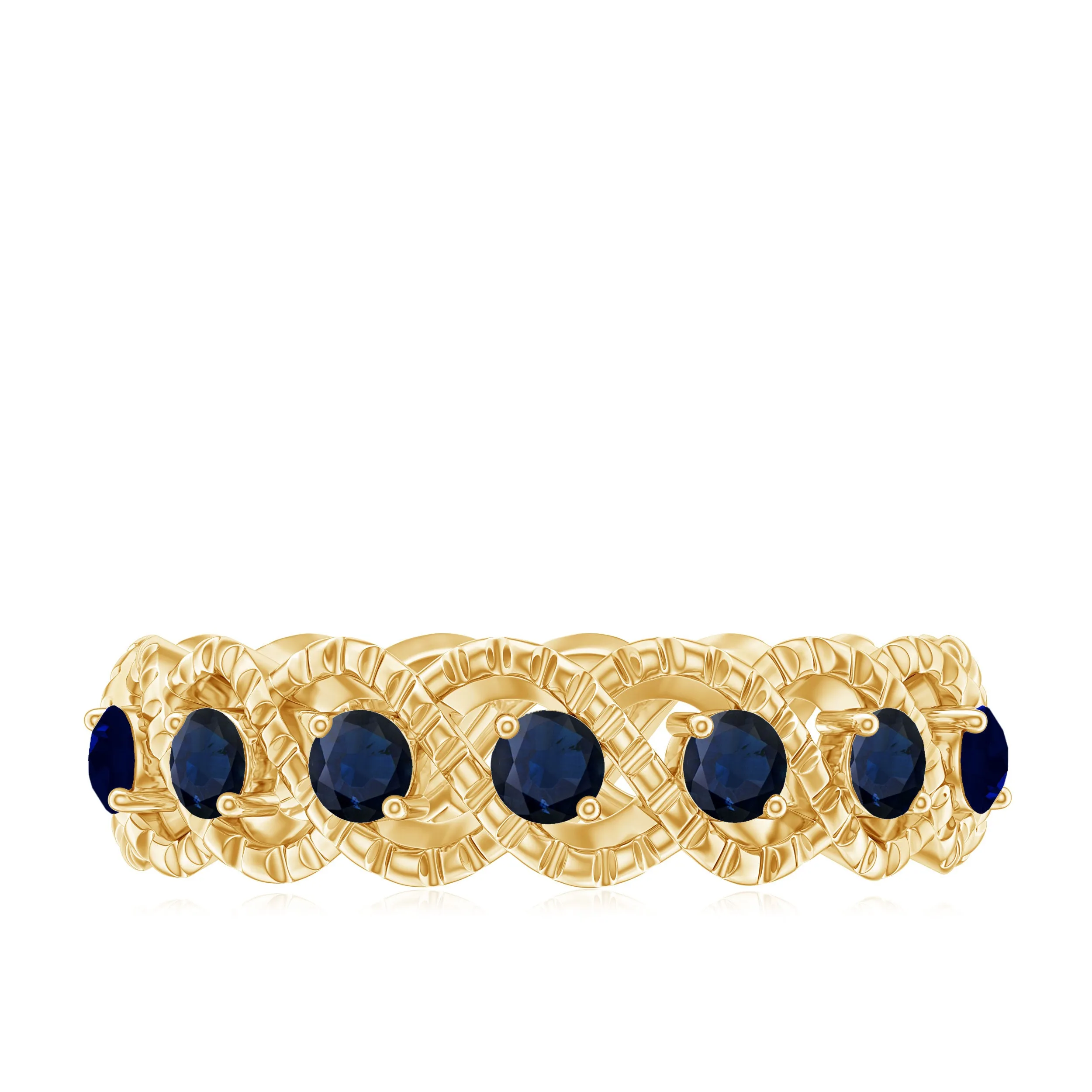 1/2 CT Certified Blue Sapphire Twisted Half Eternity Ring