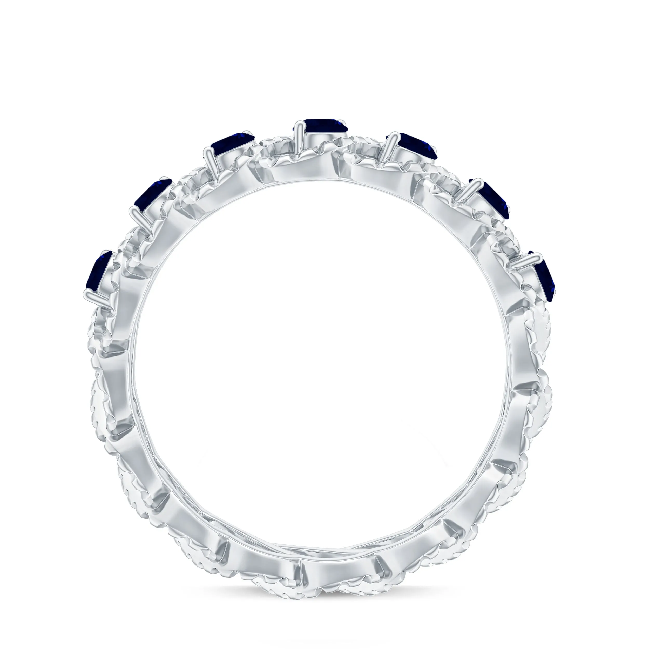 1/2 CT Certified Blue Sapphire Twisted Half Eternity Ring