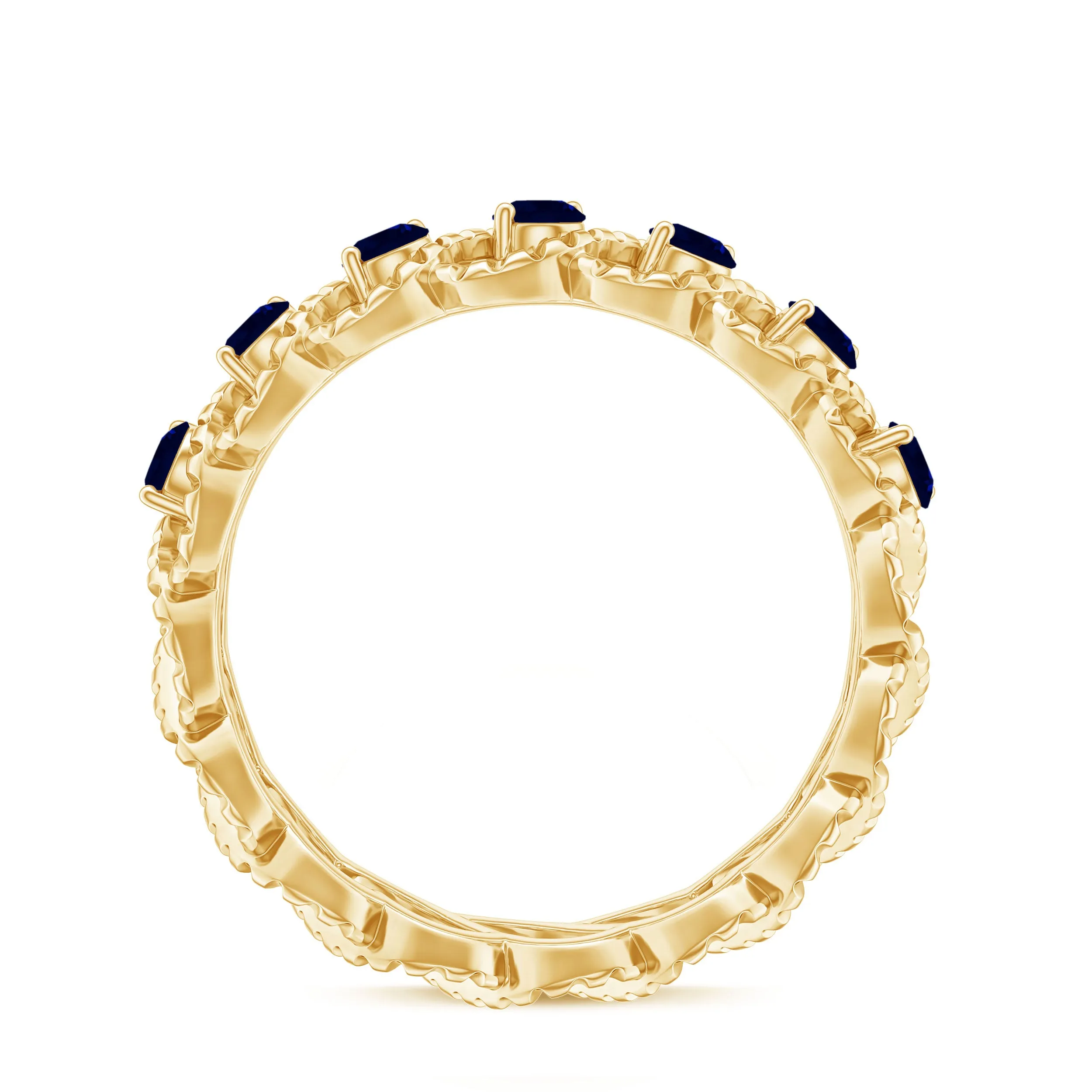 1/2 CT Certified Blue Sapphire Twisted Half Eternity Ring