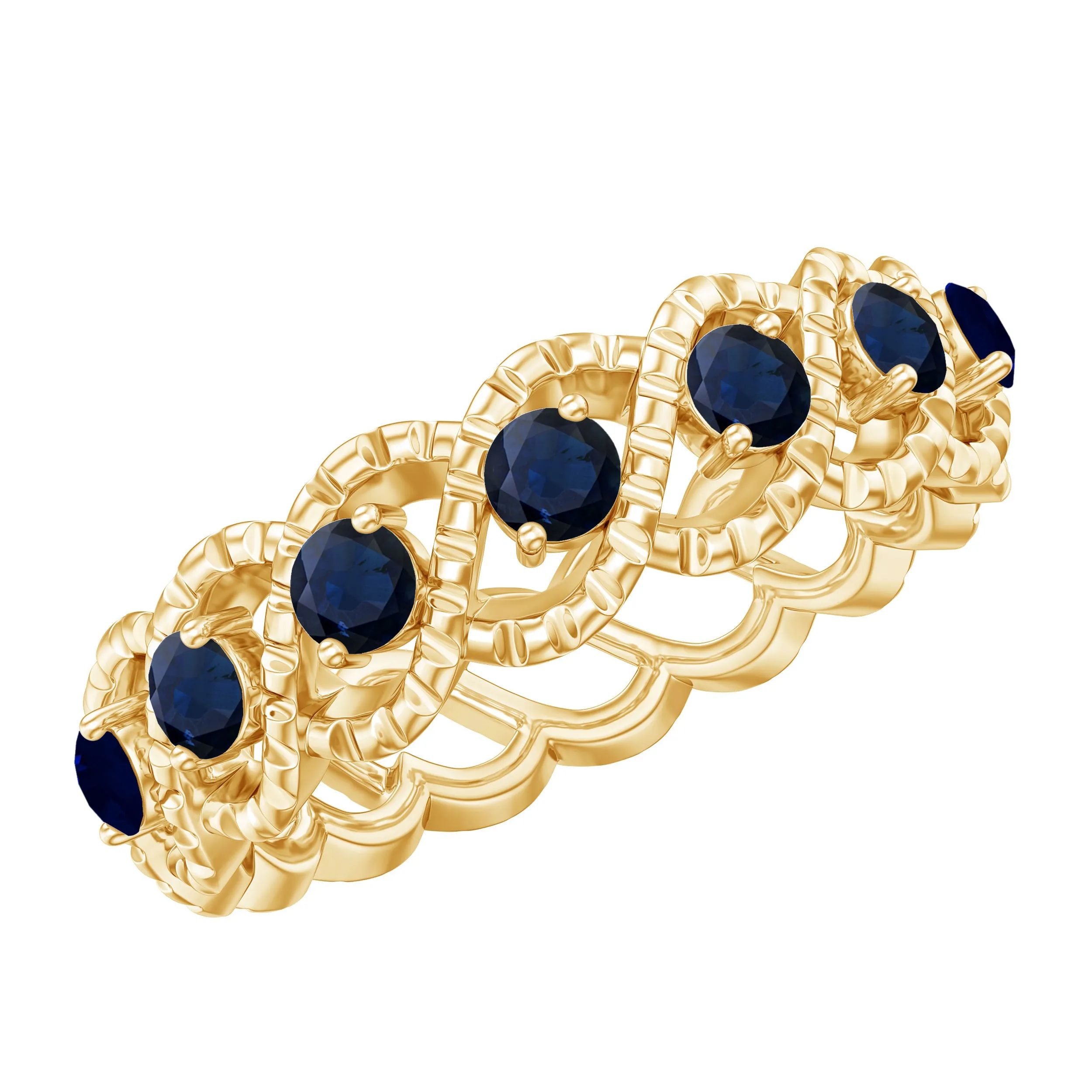 1/2 CT Certified Blue Sapphire Twisted Half Eternity Ring