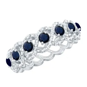 1/2 CT Certified Blue Sapphire Twisted Half Eternity Ring