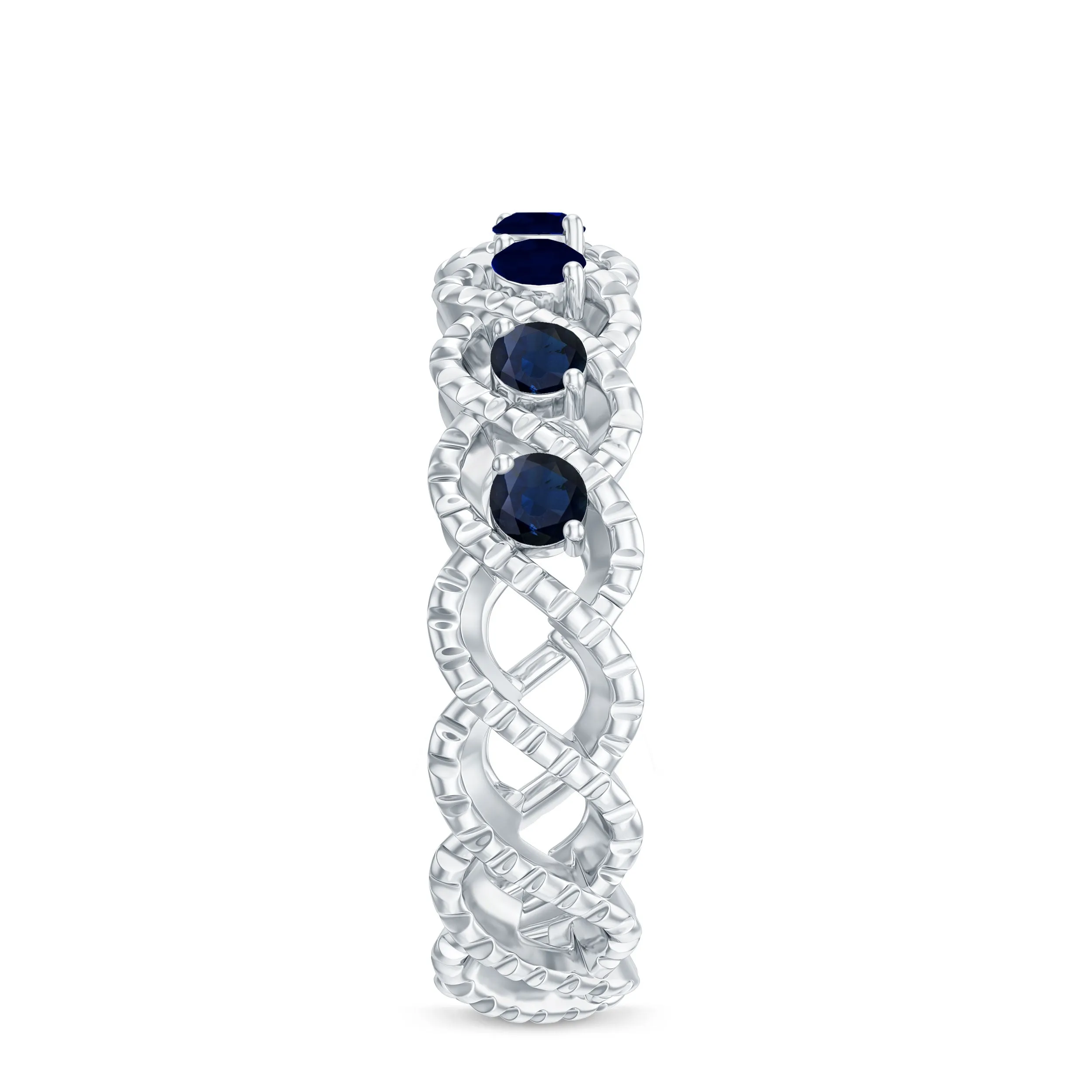 1/2 CT Certified Blue Sapphire Twisted Half Eternity Ring