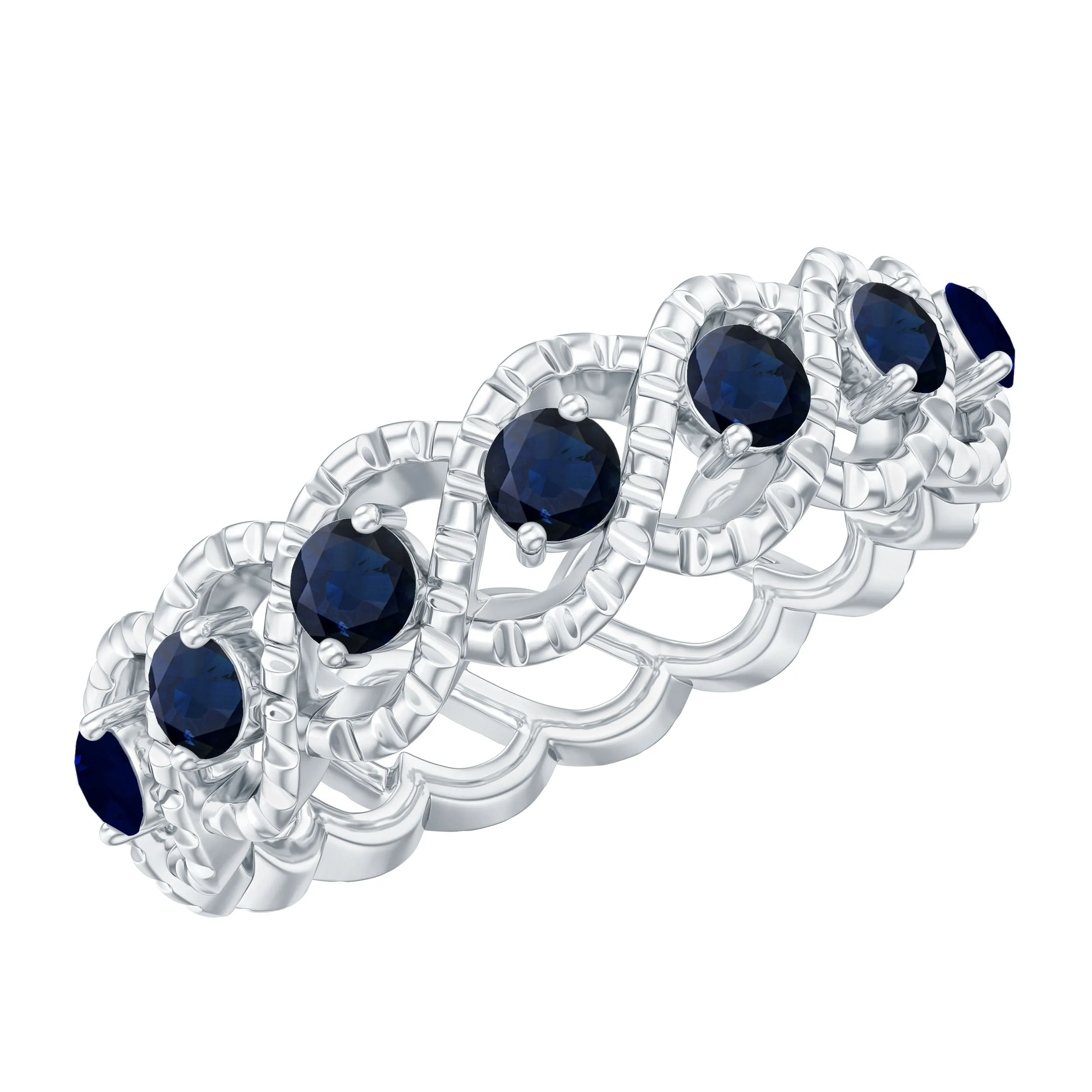 1/2 CT Certified Blue Sapphire Twisted Half Eternity Ring