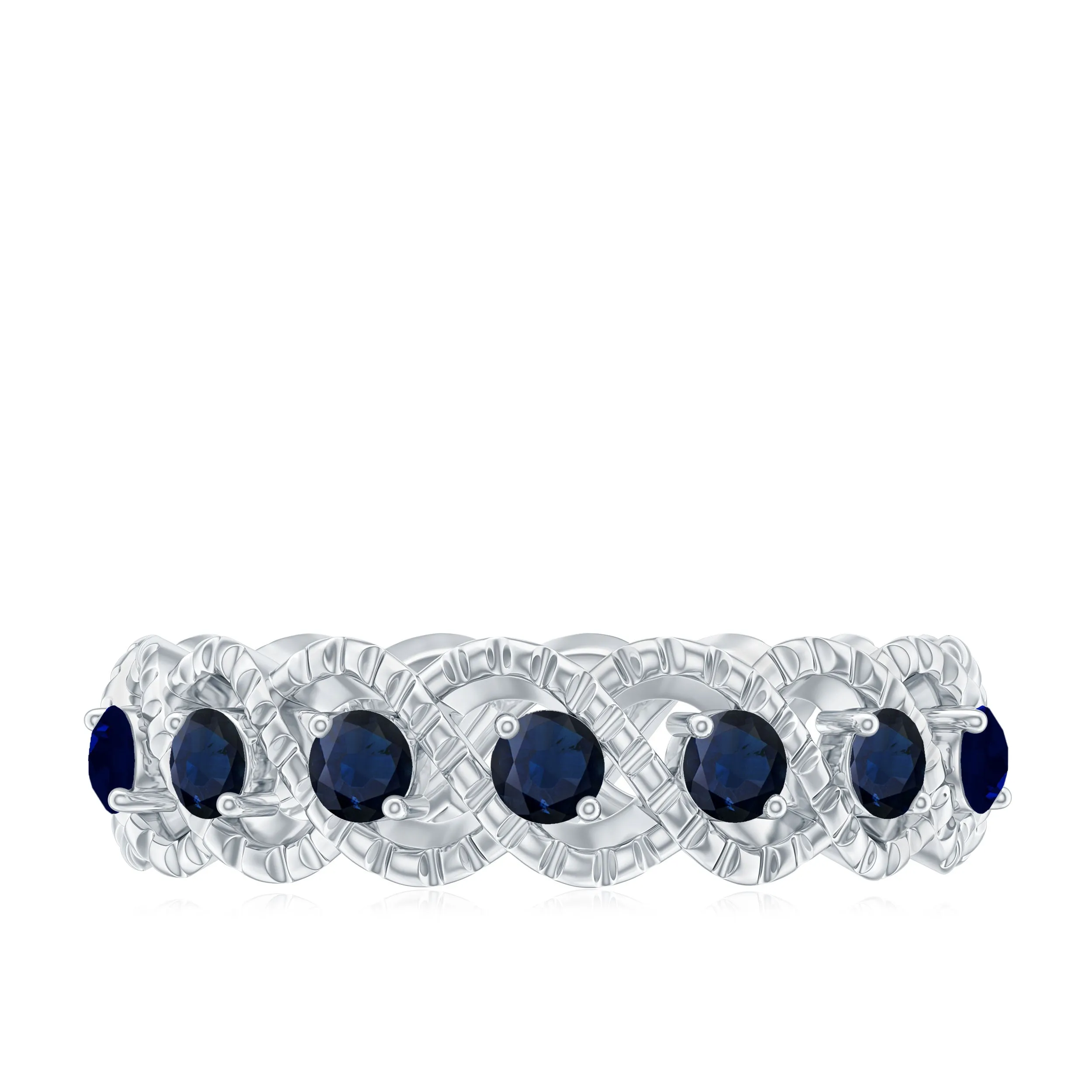 1/2 CT Certified Blue Sapphire Twisted Half Eternity Ring