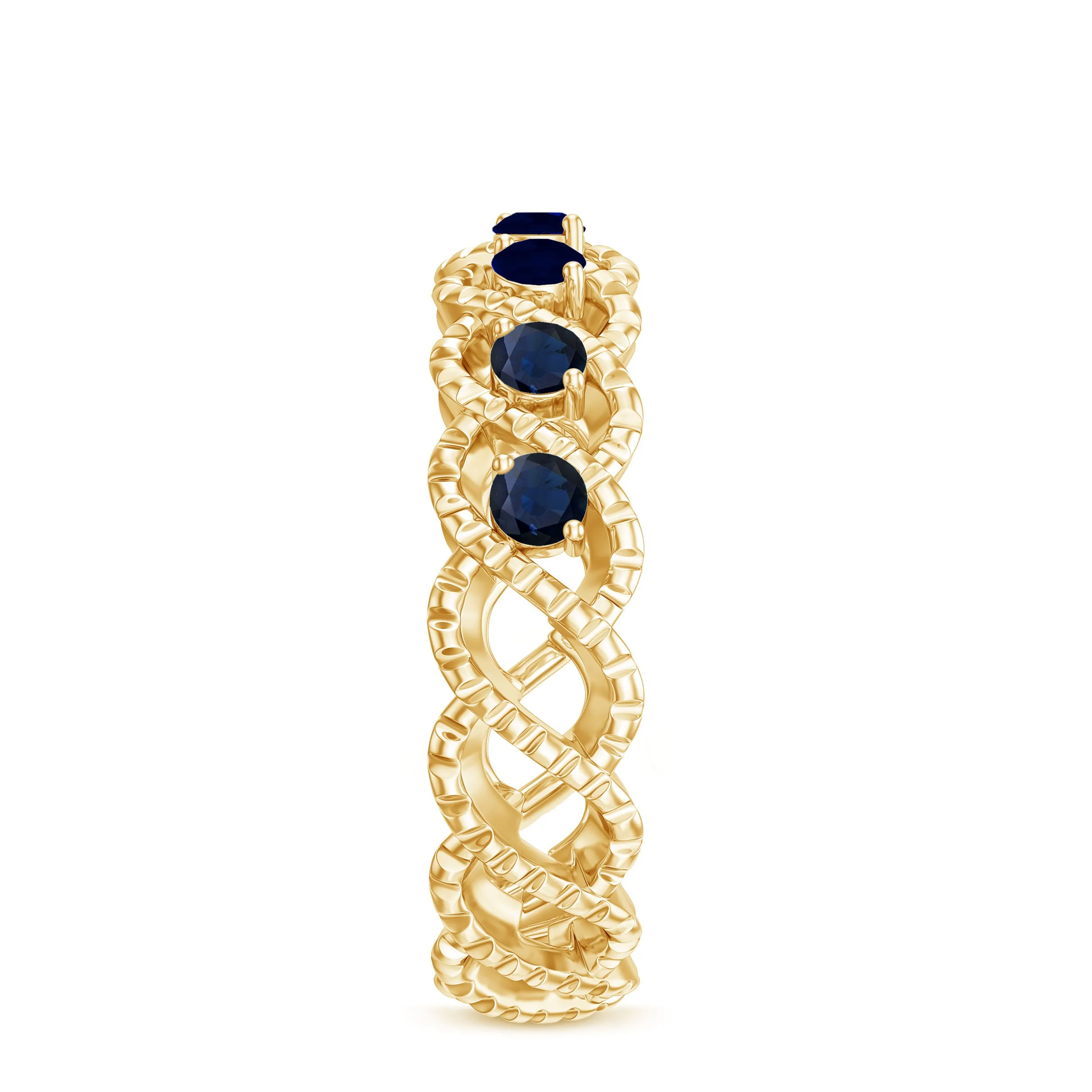 1/2 CT Certified Blue Sapphire Twisted Half Eternity Ring