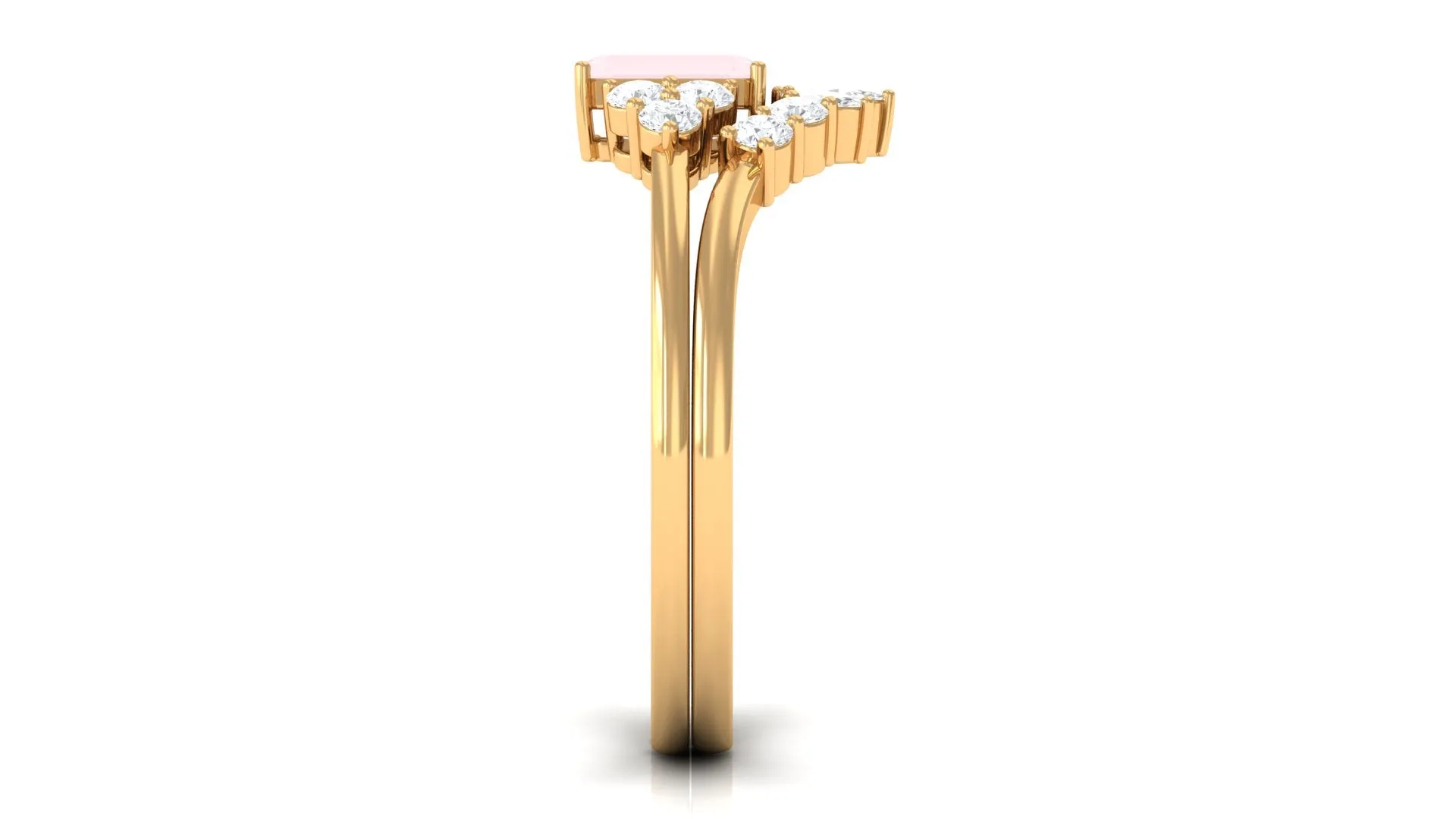 1.25 CT Rose Quartz and Diamond Ring Set in Prong Setting