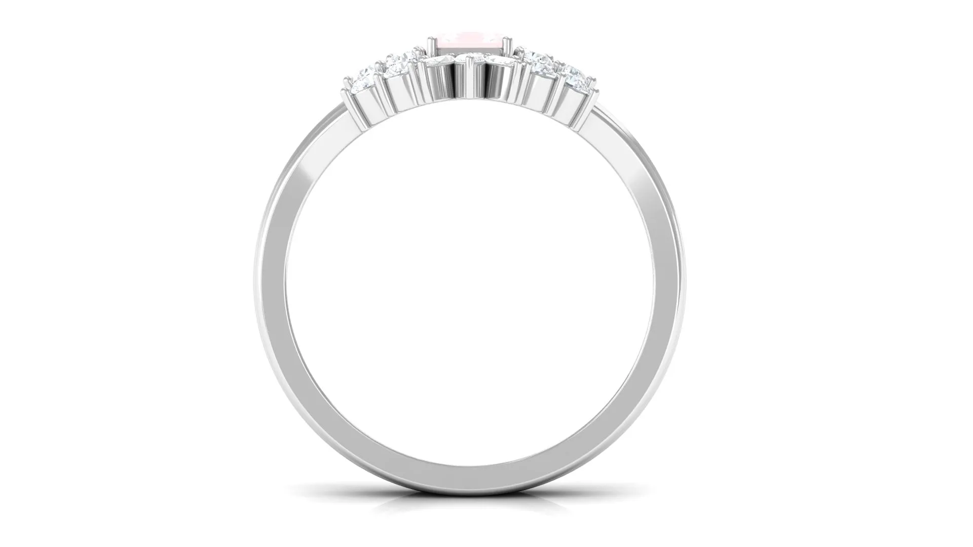 1.25 CT Rose Quartz and Diamond Ring Set in Prong Setting