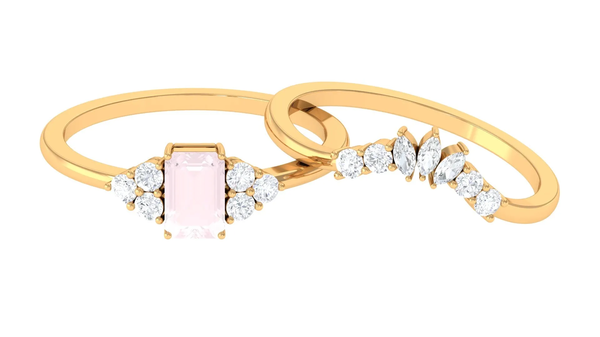 1.25 CT Rose Quartz and Diamond Ring Set in Prong Setting