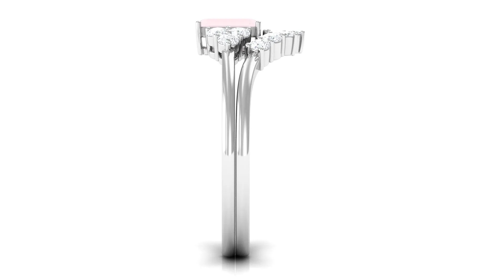 1.25 CT Rose Quartz and Diamond Ring Set in Prong Setting