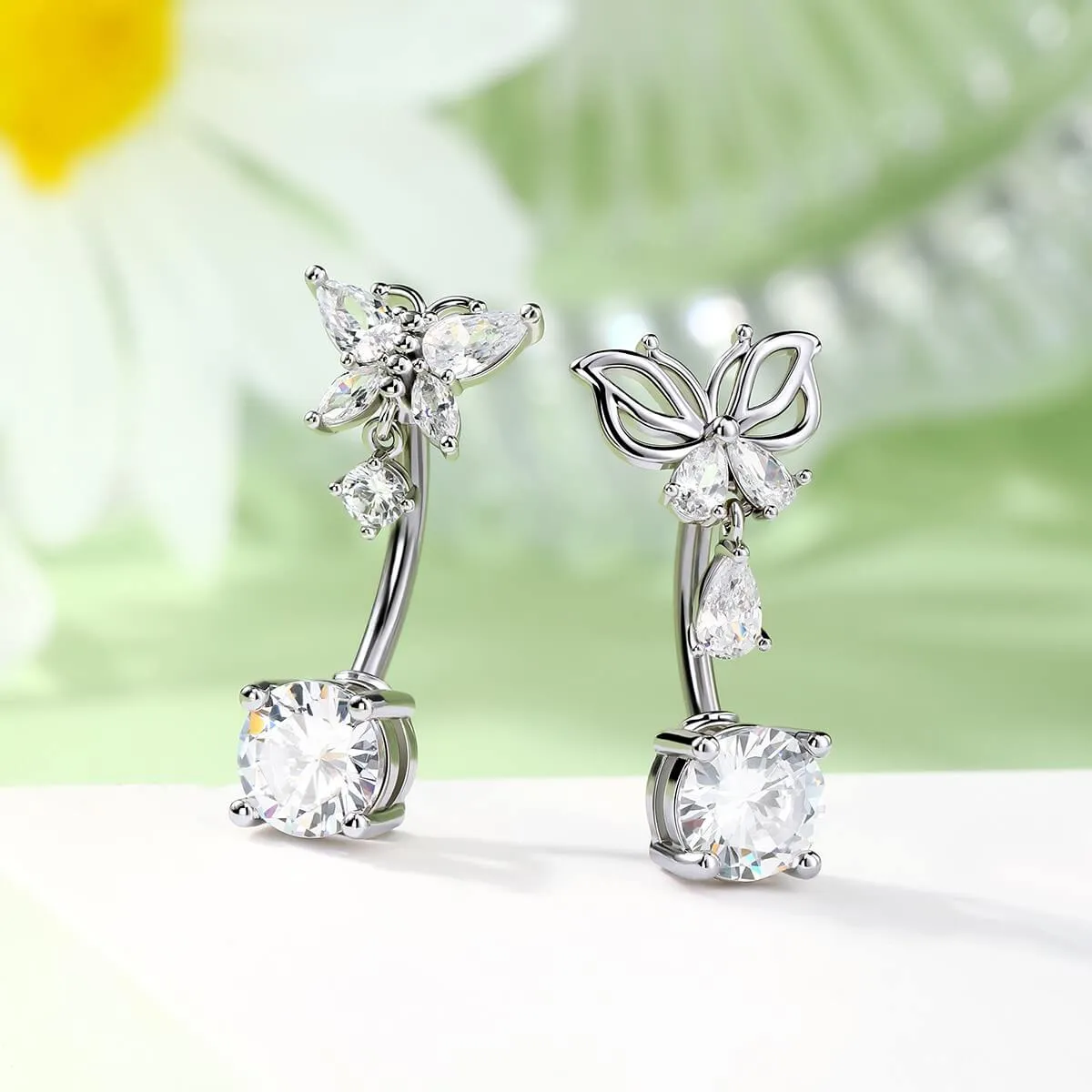 14G Intricate Butterfly Top Belly Button Ring