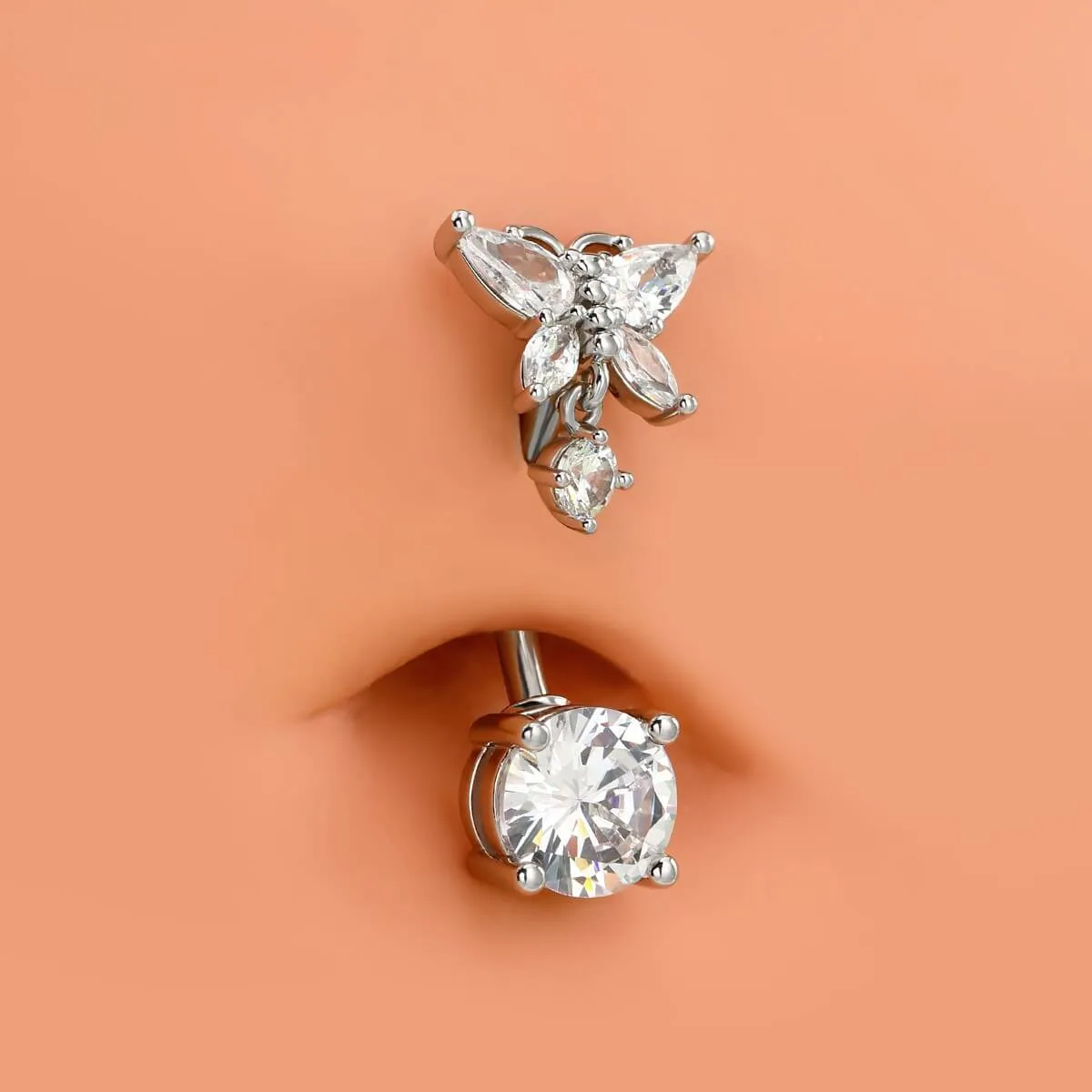 14G Intricate Butterfly Top Belly Button Ring
