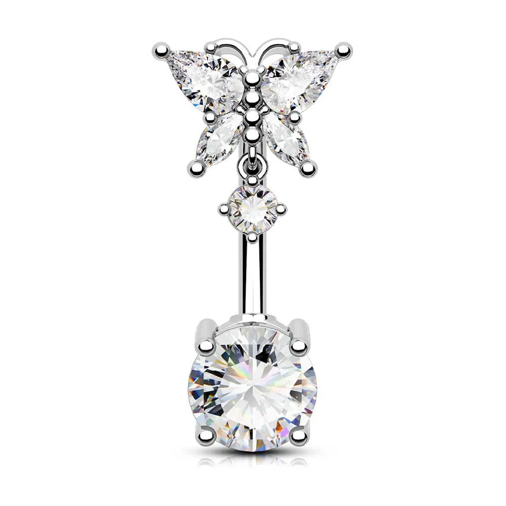 14G Intricate Butterfly Top Belly Button Ring