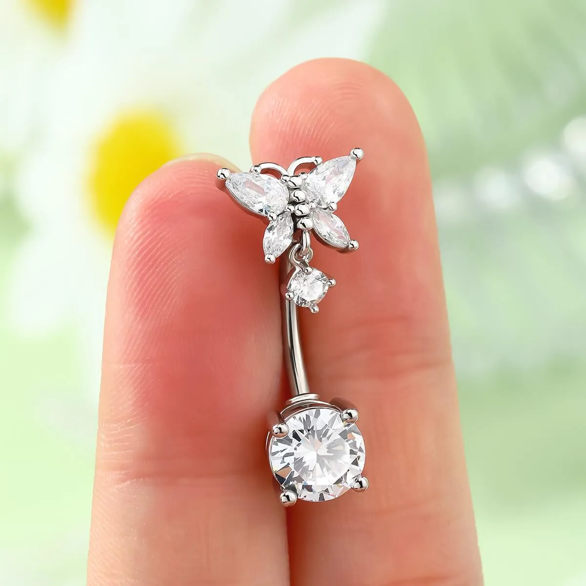 14G Intricate Butterfly Top Belly Button Ring
