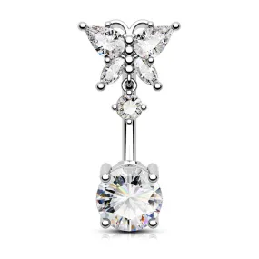 14G Intricate Butterfly Top Belly Button Ring