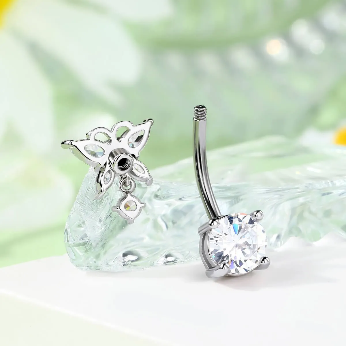 14G Intricate Butterfly Top Belly Button Ring