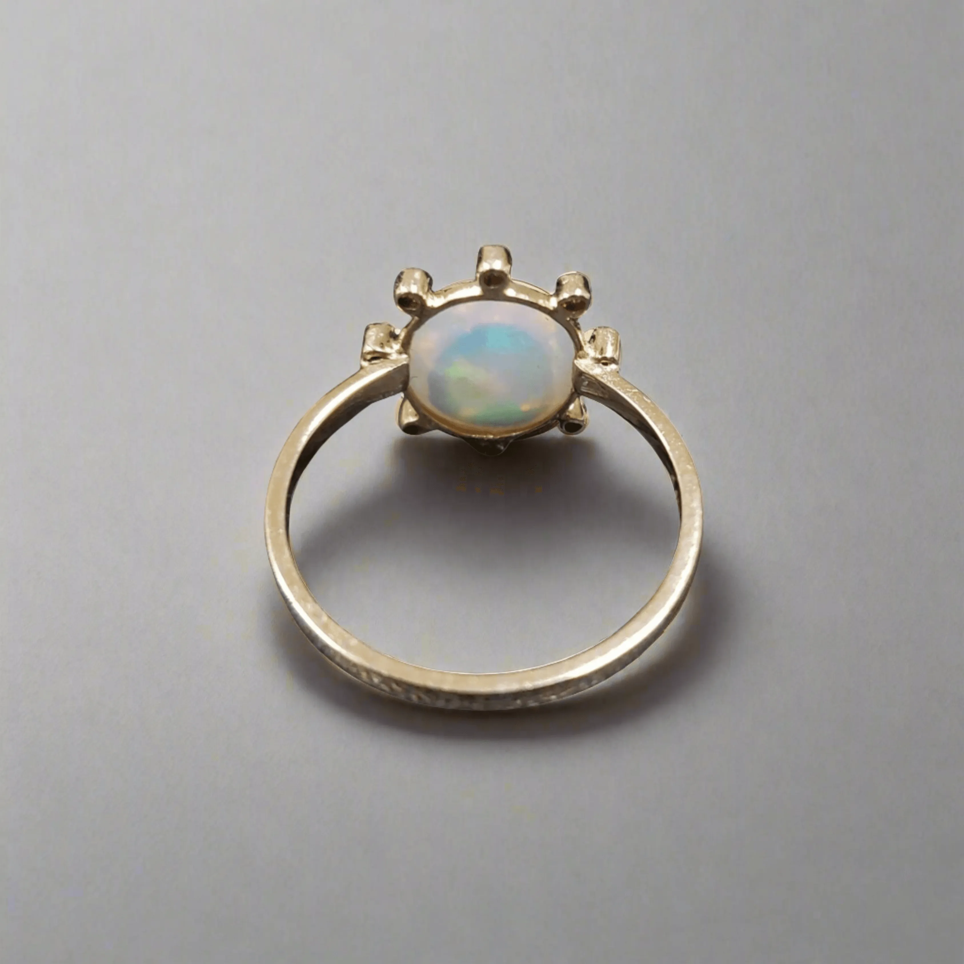 14k Gold Ethiopian Opal & Diamond Ring
