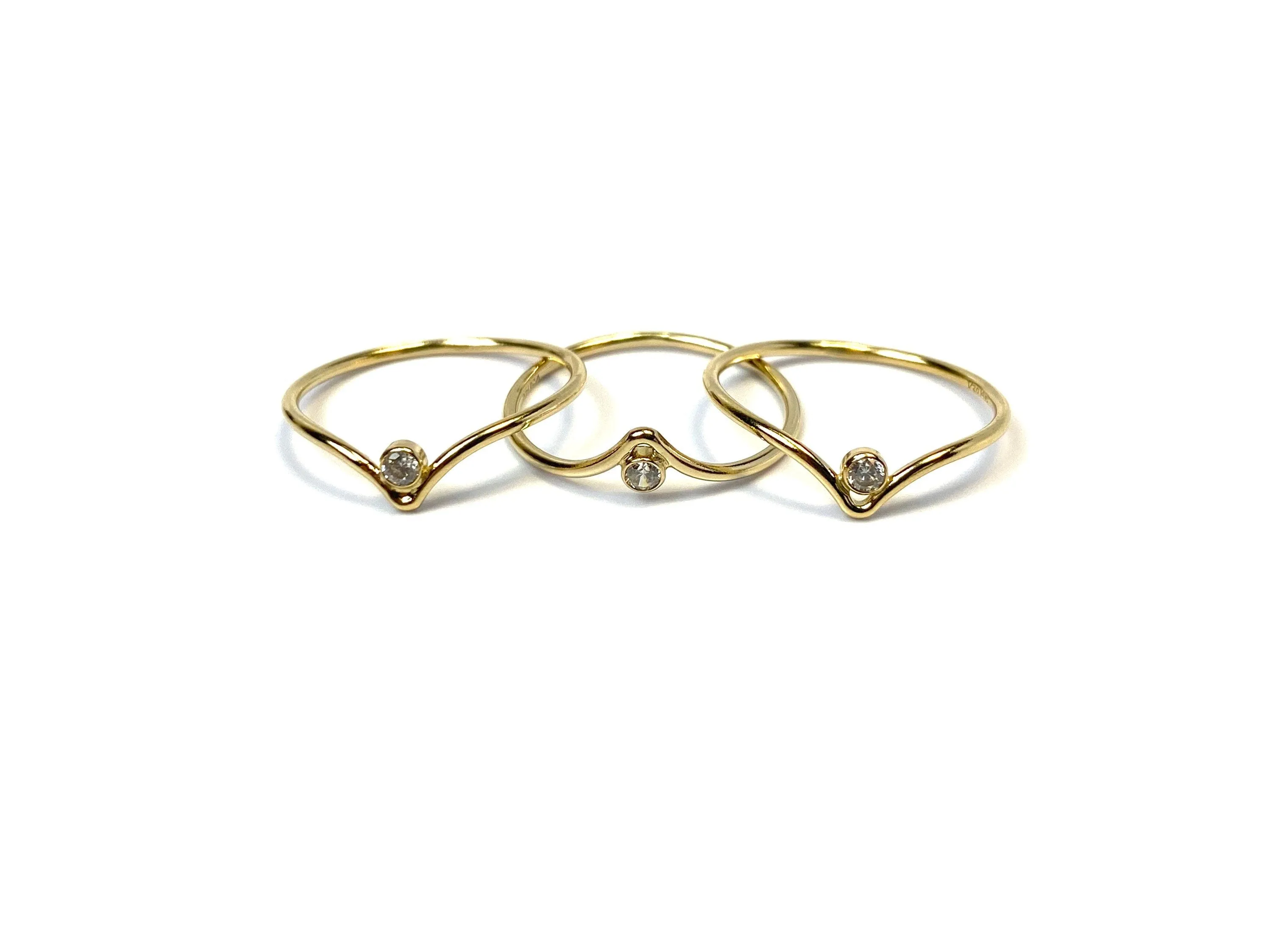 14K Gold Filled, 2mm White Chevron Stackable Ring, 14KGF