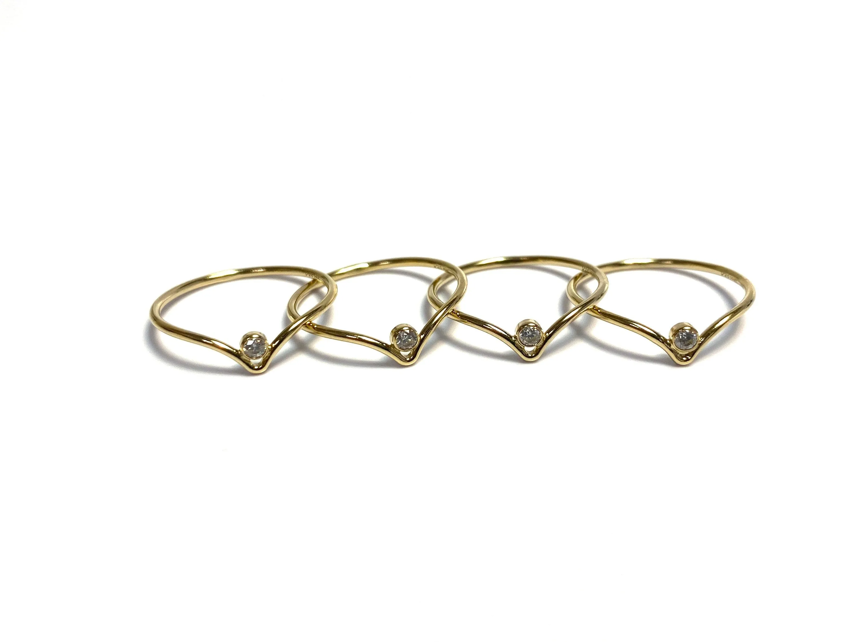 14K Gold Filled, 2mm White Chevron Stackable Ring, 14KGF