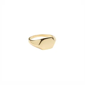 14k Gold Geometric Signet Ring