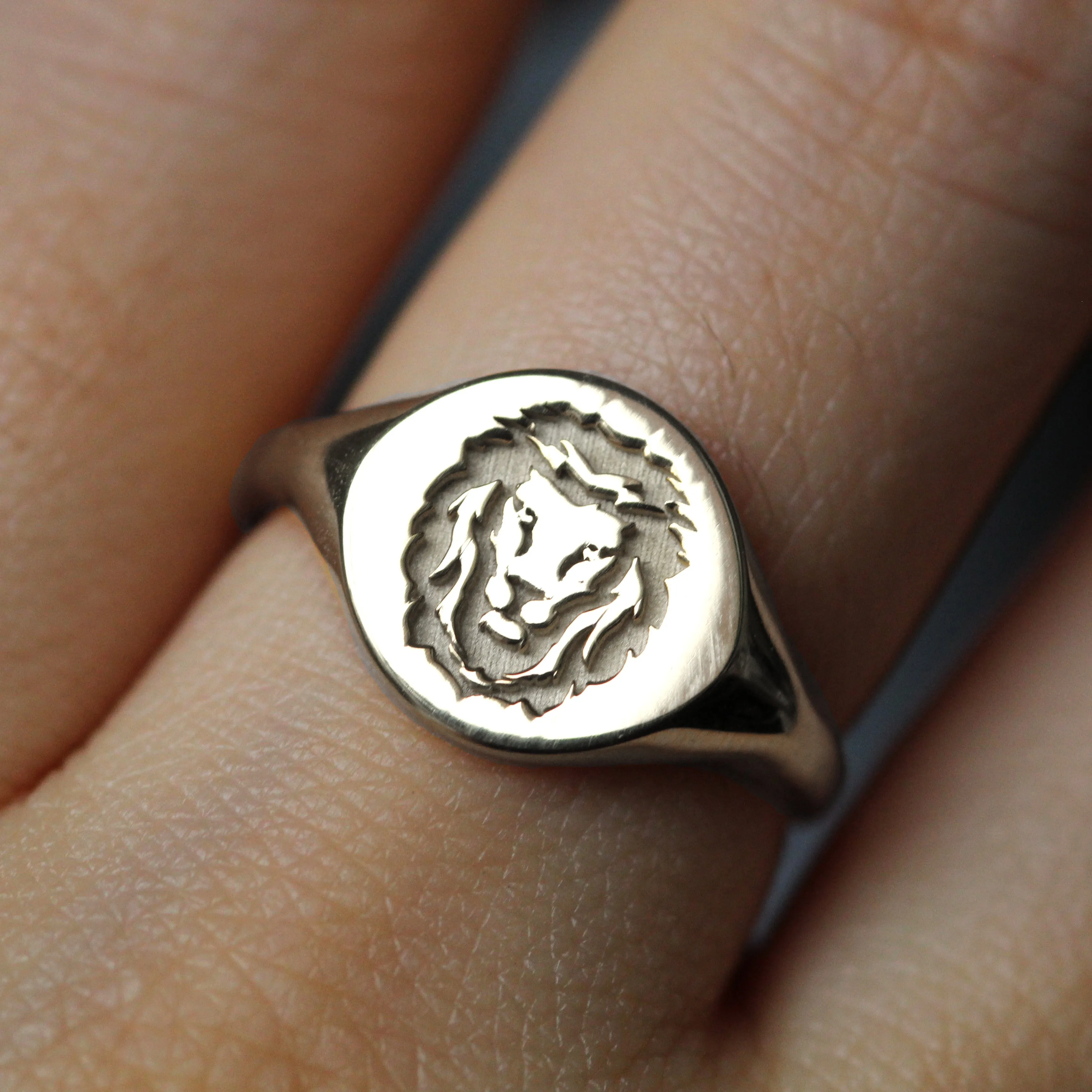 14k Lion Signet Gold Ring by VicStoneNYC Fine Jewelry