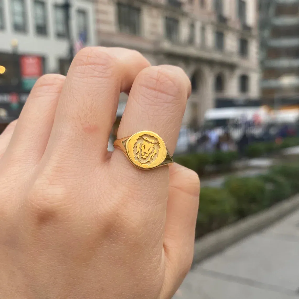 14k Lion Signet Gold Ring by VicStoneNYC Fine Jewelry