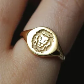 14k Lion Signet Gold Ring by VicStoneNYC Fine Jewelry