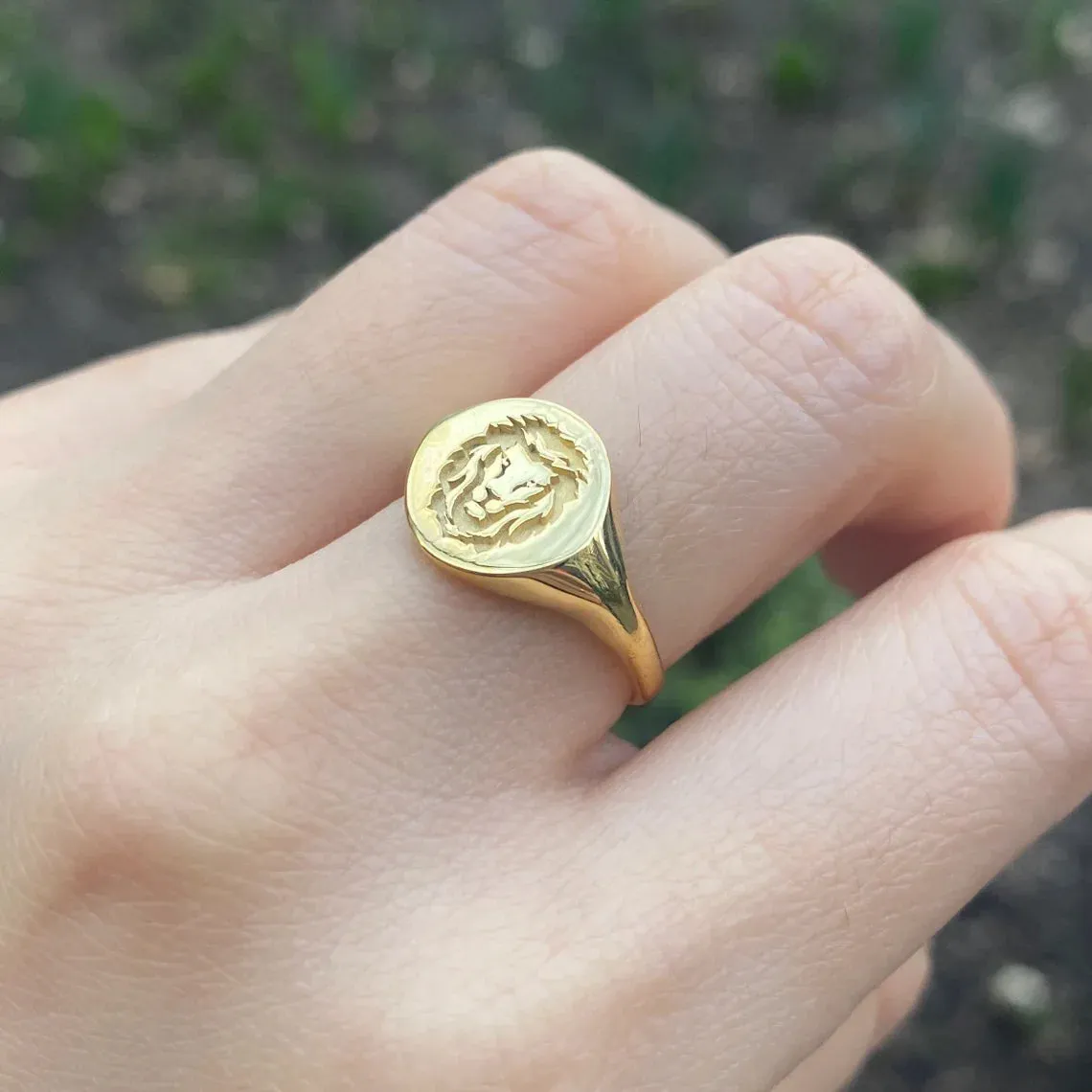 14k Lion Signet Gold Ring by VicStoneNYC Fine Jewelry