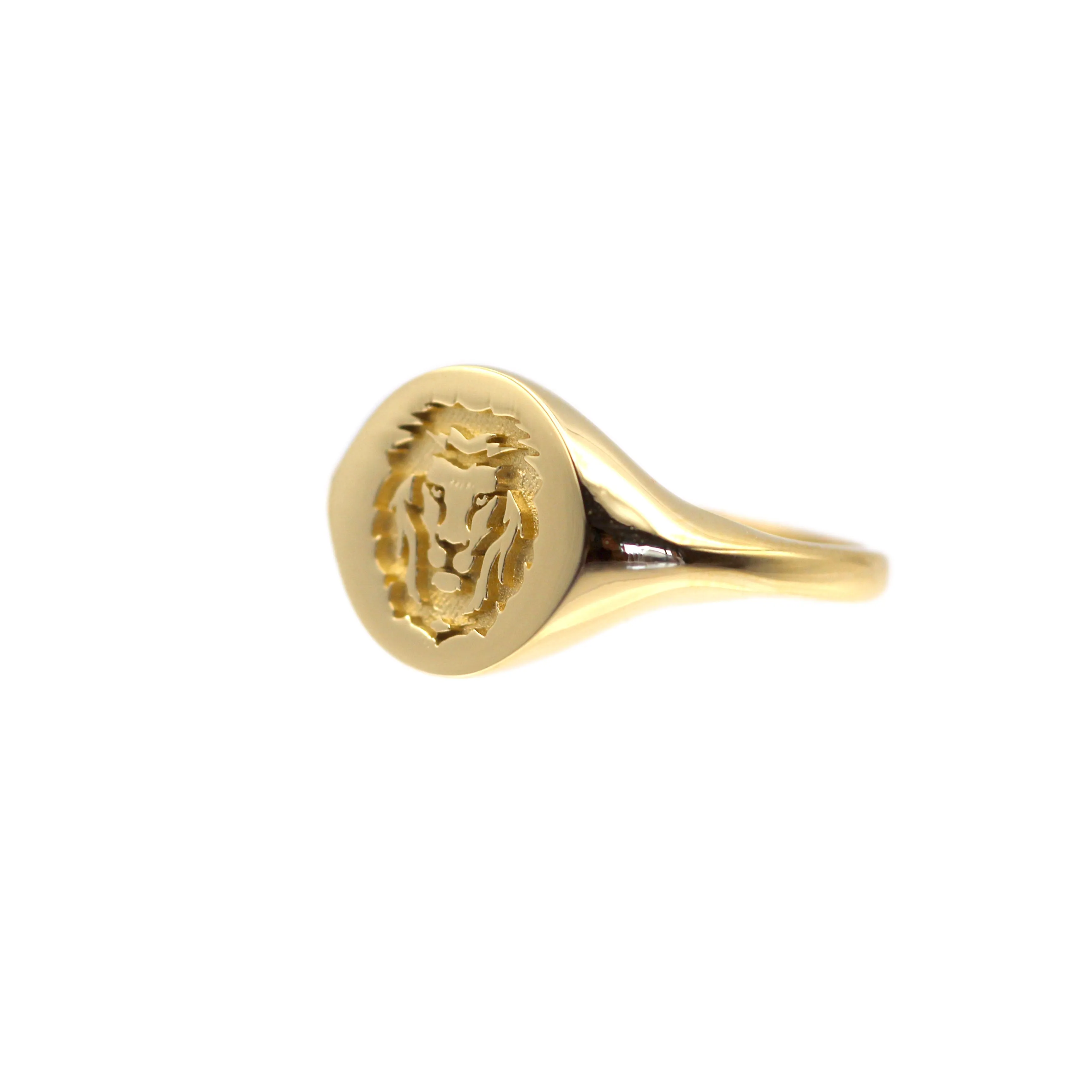 14k Lion Signet Gold Ring by VicStoneNYC Fine Jewelry