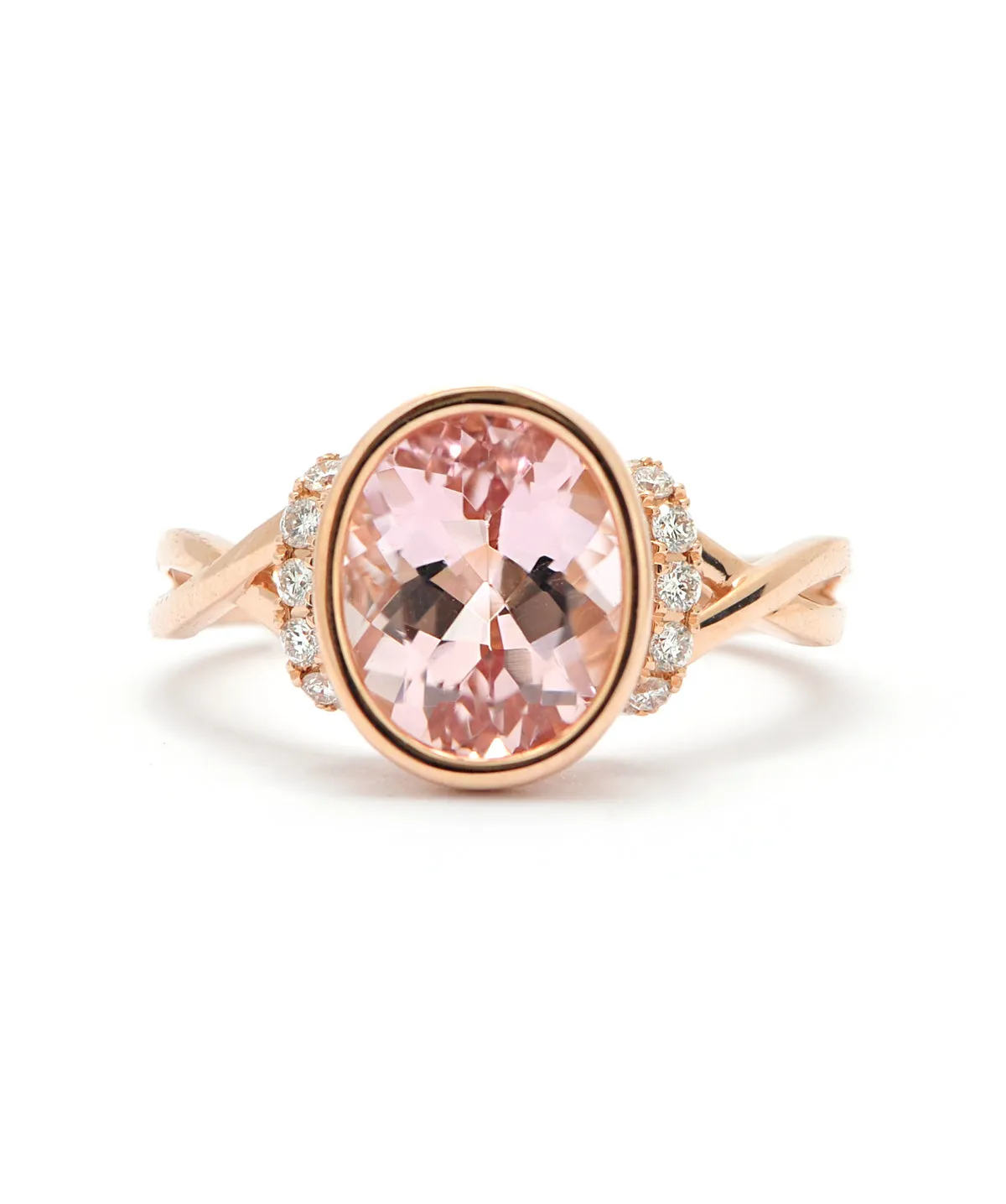 14K Rose Gold Morganite and Diamond Ring