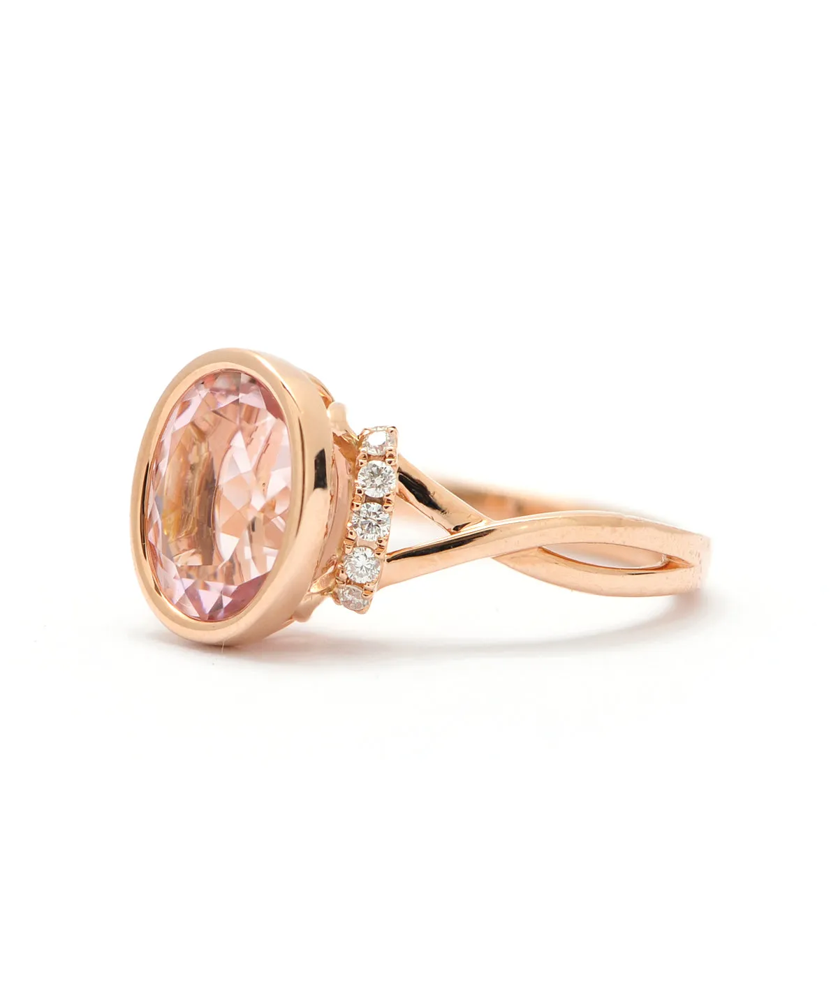 14K Rose Gold Morganite and Diamond Ring