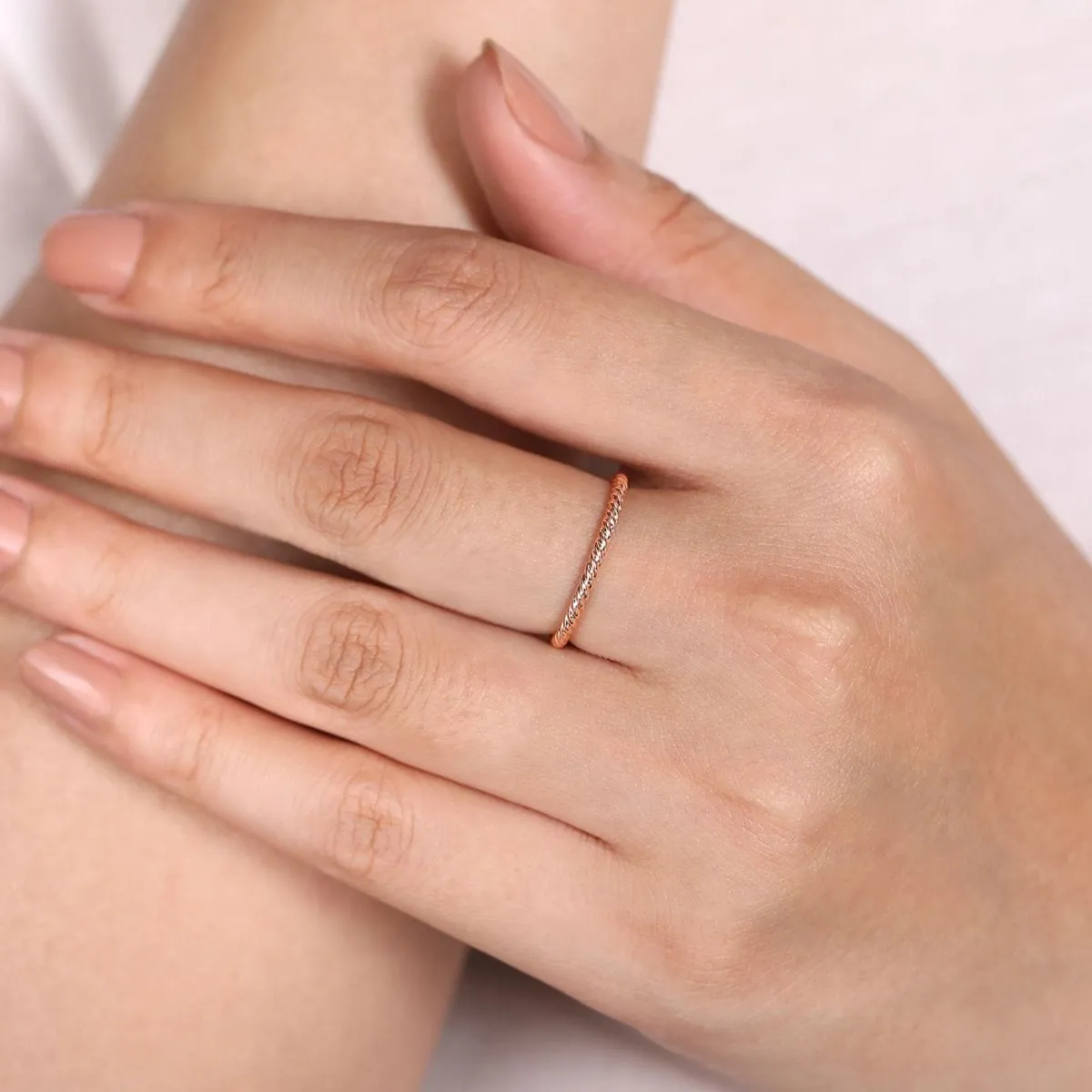 14K Rose Gold Twisted Rope Stackable Ring - LR51173K4JJJ