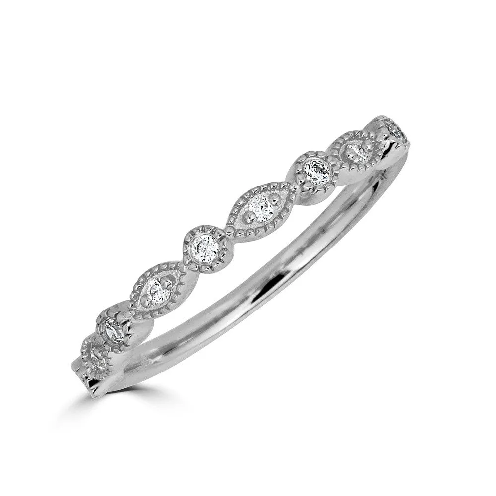14K STACKABLE BAND MARQUIS AND ROUND