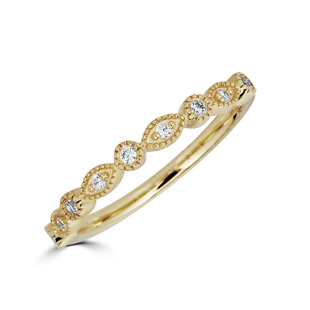 14K STACKABLE BAND MARQUIS AND ROUND