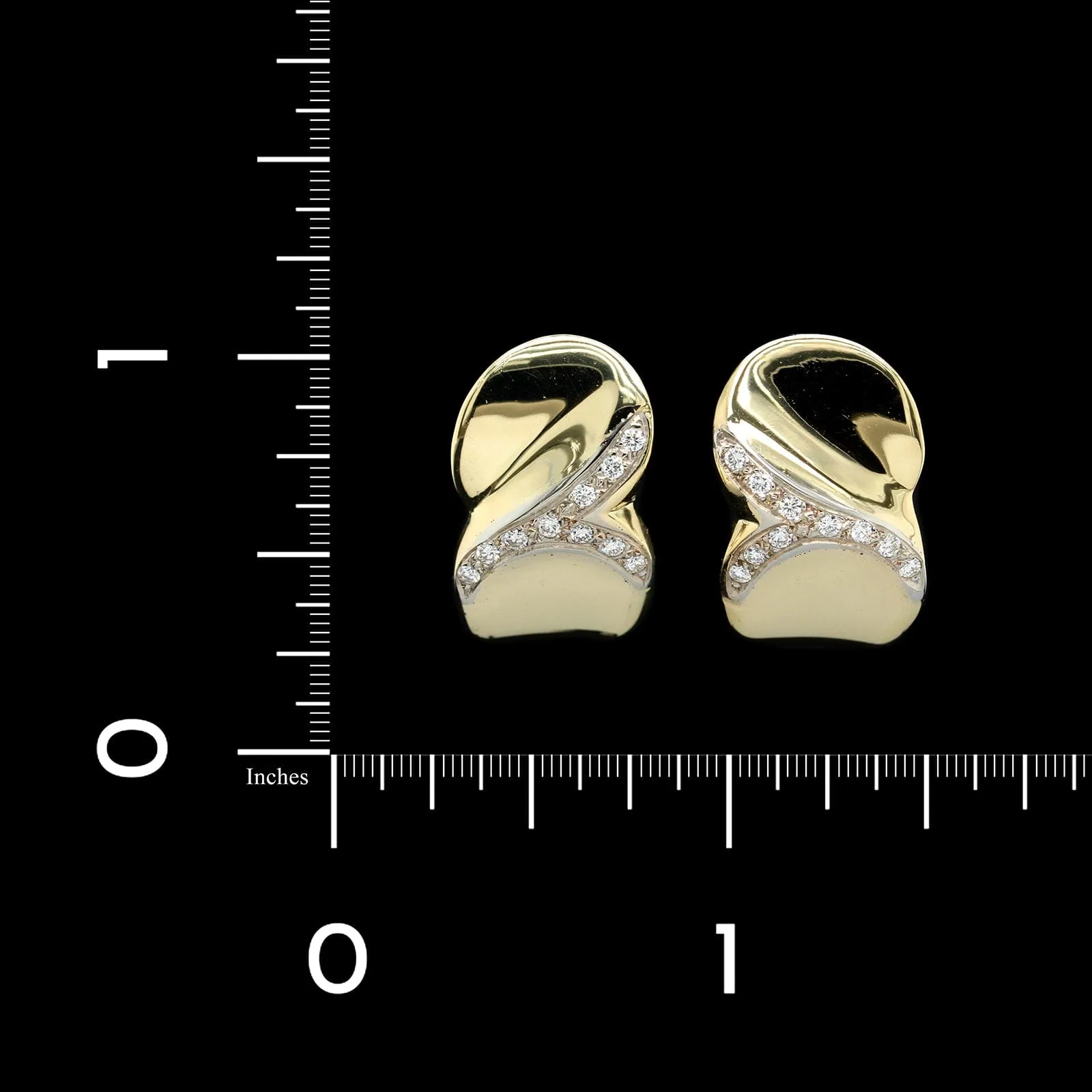 14K Two-tone Gold Estate Diamond Earrings