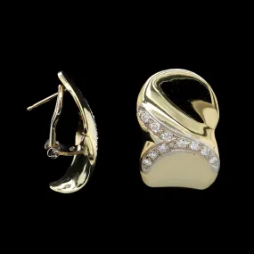 14K Two-tone Gold Estate Diamond Earrings