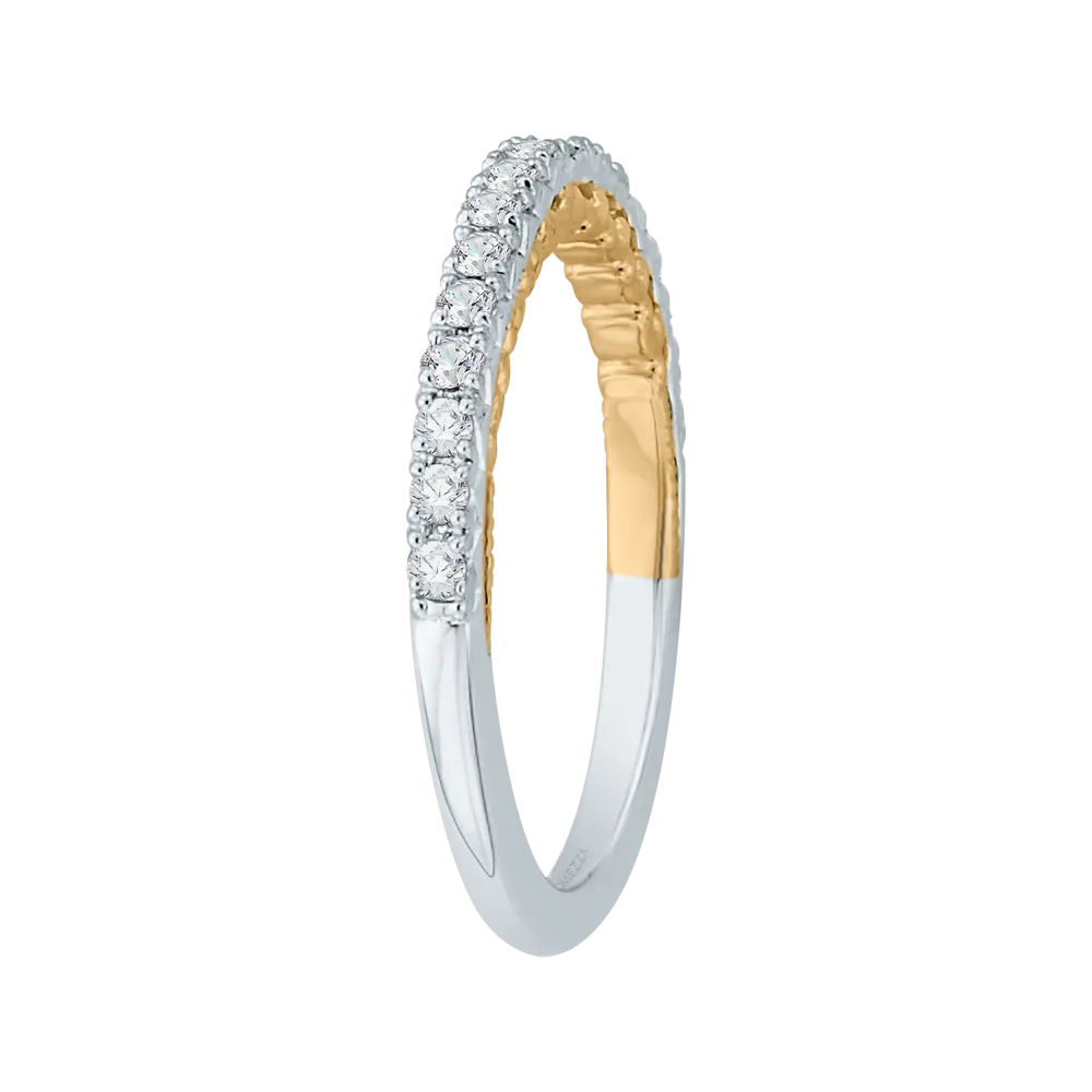 14K Two Tone Gold Round Diamond Half Eternity Wedding Band