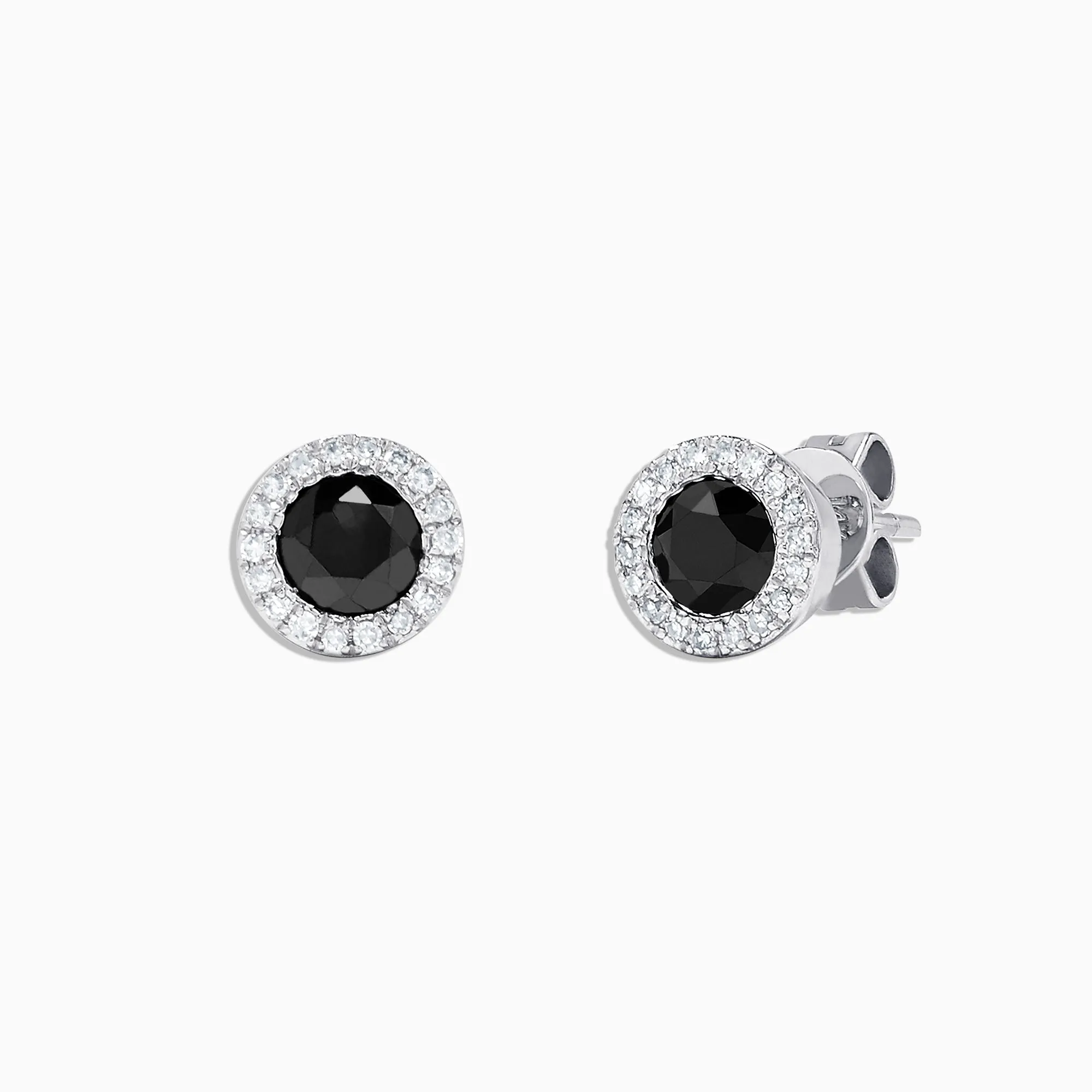 14K White Gold Black and White Diamond Stud Earrings, 0.91 TCW