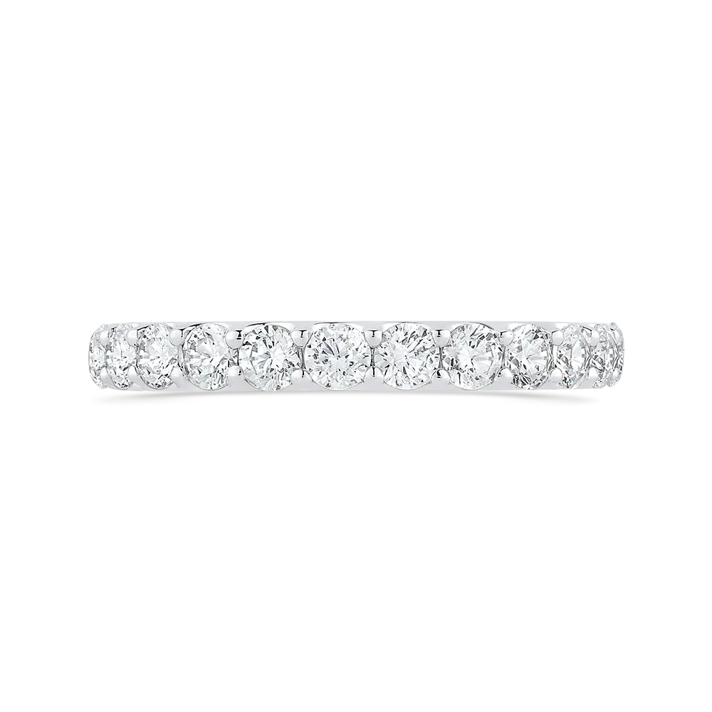 14K White Gold Half Eternity Round Diamond Wedding Band