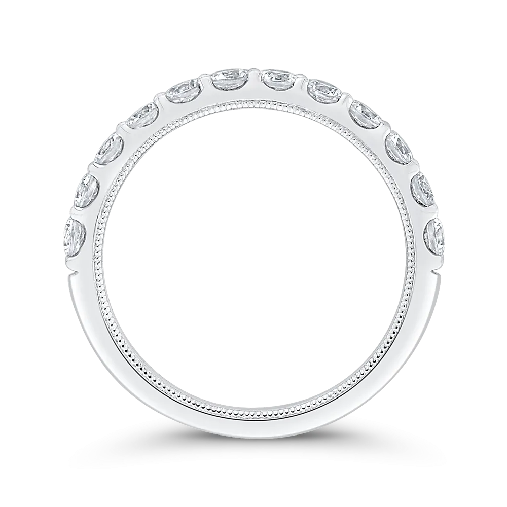 14K White Gold Half Eternity Round Diamond Wedding Band