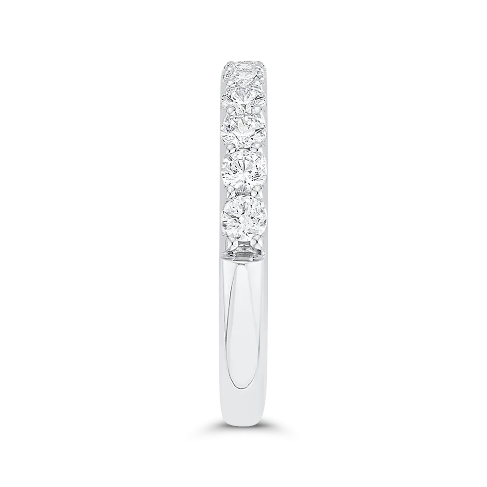 14K White Gold Half Eternity Round Diamond Wedding Band