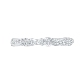 14K White Gold Round Diamond Criss Cross Half Eternity Wedding Band