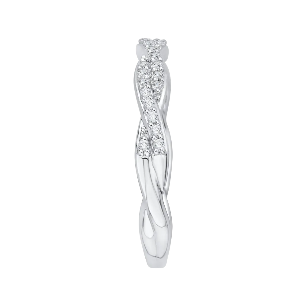 14K White Gold Round Diamond Criss Cross Half Eternity Wedding Band