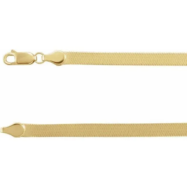 14K Yellow Gold 4.6 mm Flexible Herringbone Chain Necklace