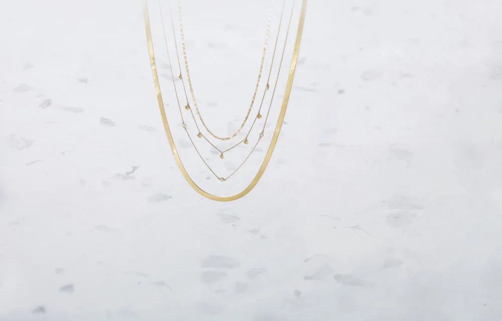 14K Yellow Gold 4.6 mm Flexible Herringbone Chain Necklace