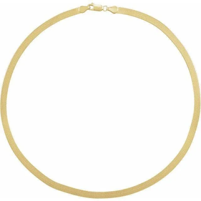 14K Yellow Gold 4.6 mm Flexible Herringbone Chain Necklace