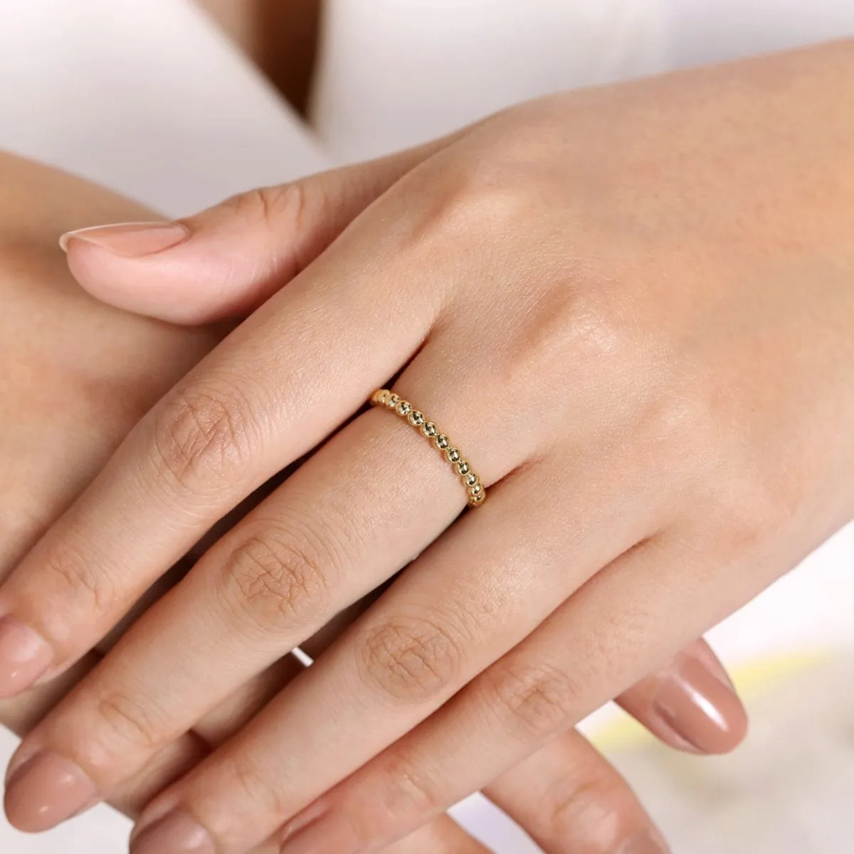 14K Yellow Gold Beaded Stackable Ring - LR4871Y4JJJ