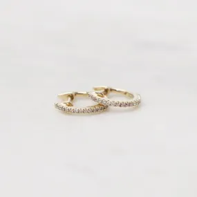 14k Yellow Gold Dainty Diamond Huggies