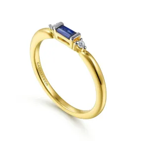 14K Yellow Gold Diamond and Blue Sapphire Stackable Ring - LR52291Y45SA
