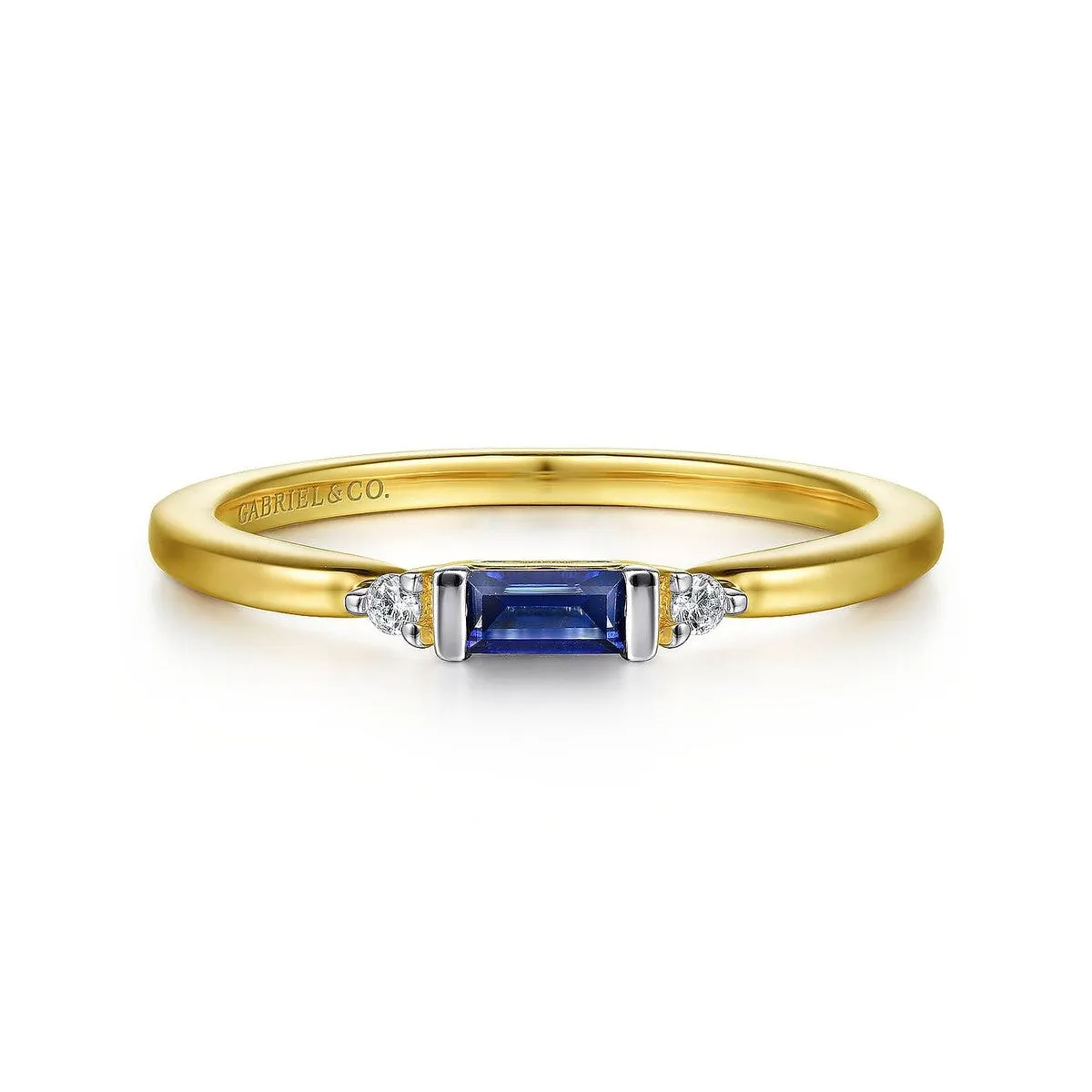 14K Yellow Gold Diamond and Blue Sapphire Stackable Ring - LR52291Y45SA
